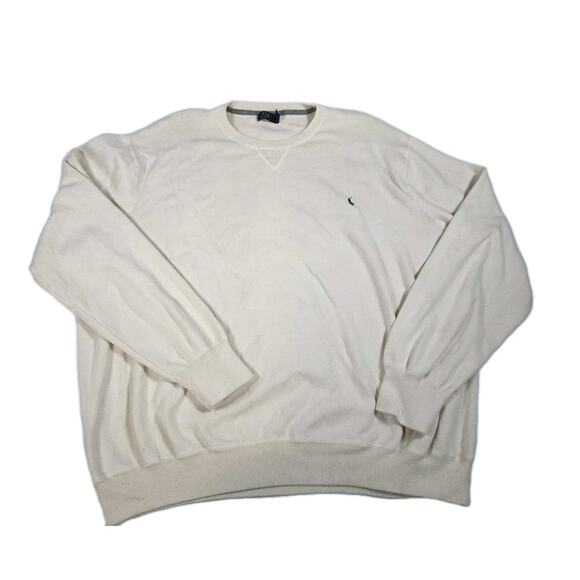 Vintage Style Polo Ralph Lauren White Crew Neck Sweater Men's Size 4XLT - Picture 1 of 7